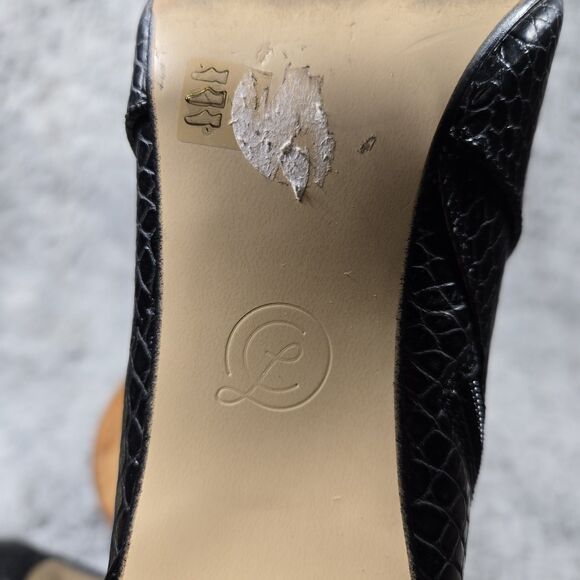 Chinese Laundry Women Sz 10 Black Croc Print Faux Leather Zip Midcalf Heel Boots - Picture 9 of 9